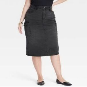 Ava & Viv Black Jean Slim Fit Skirt - Size 24